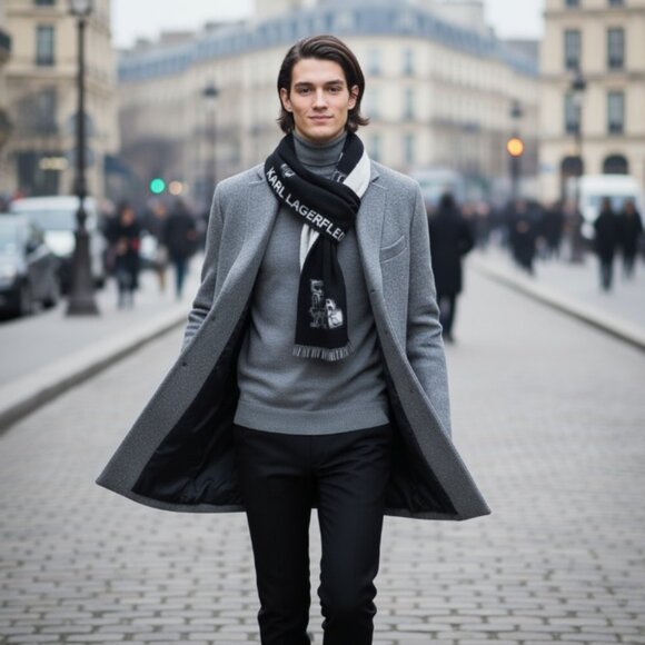 Authentic Karl Lagerfeld Paris Reversible Scarf NWT (Unisex) - Picture 3 of 16